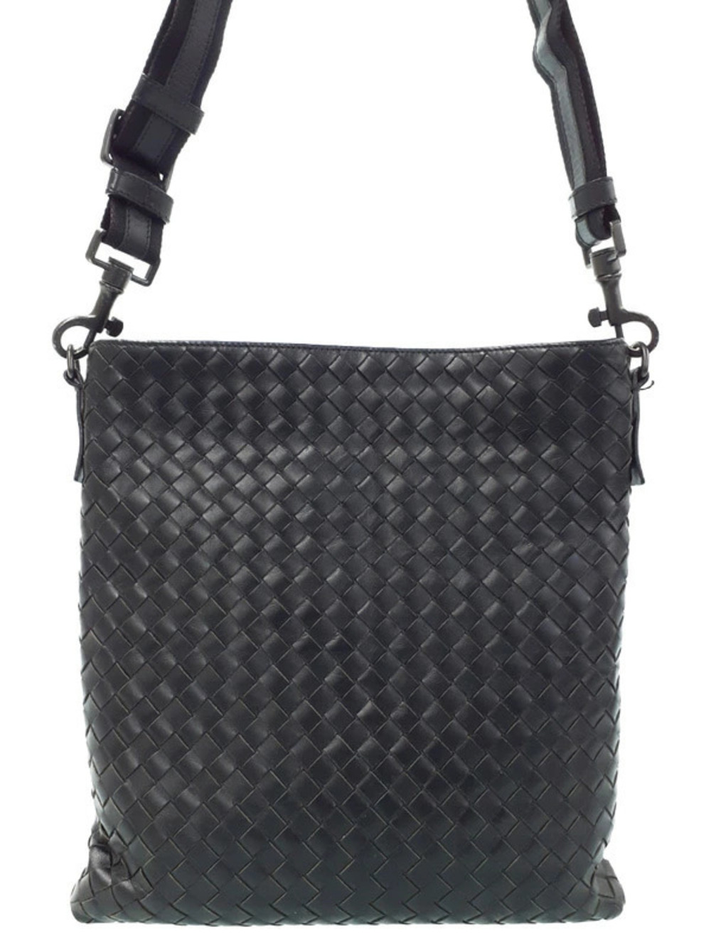 Bottega Veneta black Intrecciato Crossbody Messenger Bag woven